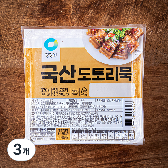 청정원 국산 도토리묵, 320g, 1개입, 3개