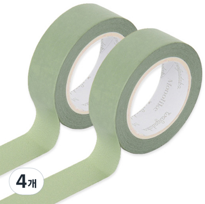 모노라이크 아르떼 마스킹 테이프 15mm x 10m, 517 Green lawn,, 4개