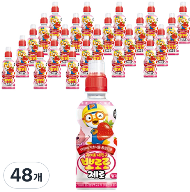팔도 뽀로로 제로 딸기맛, 235ml, 48개