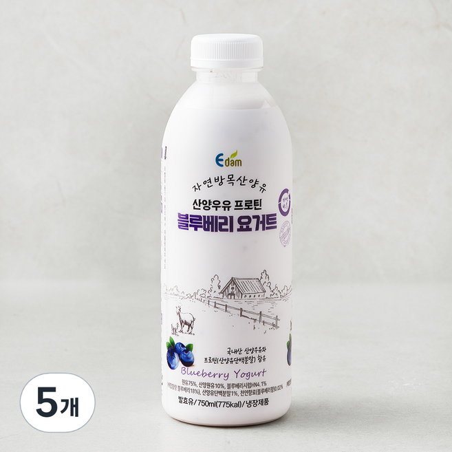이담 산양우유 프로틴 블루베리 요거트, 750ml, 1개입, 5개