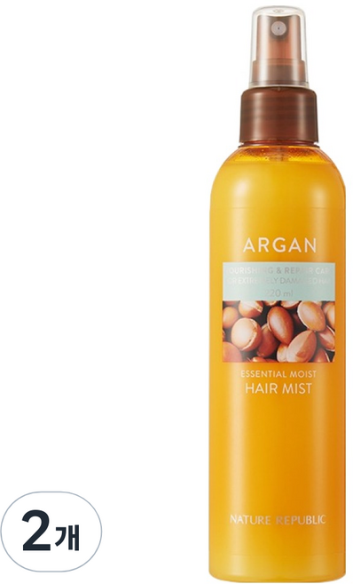 네이처리퍼블릭 아르간 에센셜 수분 헤어 미스트, 220ml, 2개