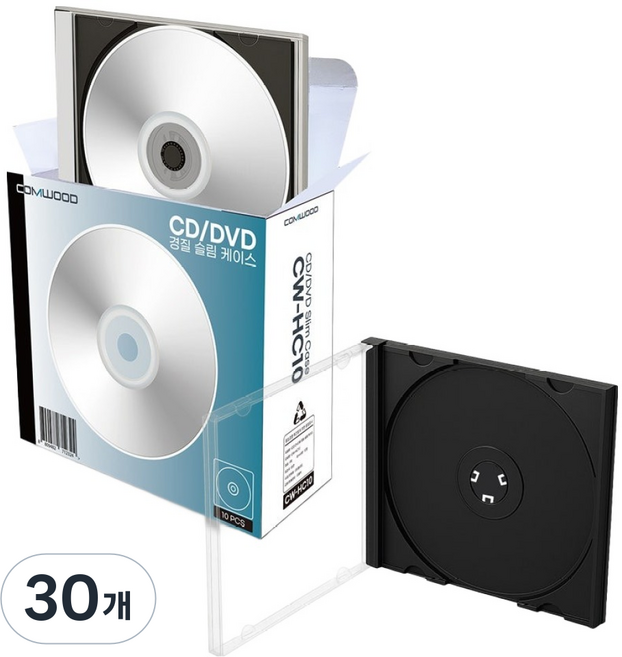 COMWOOD CD / DVD 硬殼薄型透明收納盒 5mm, CW-HC10, 30個