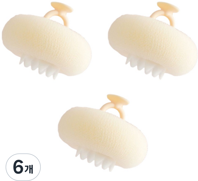 DailyPick 柔軟圓形沐浴球, 奶油色, 6個, 1入
