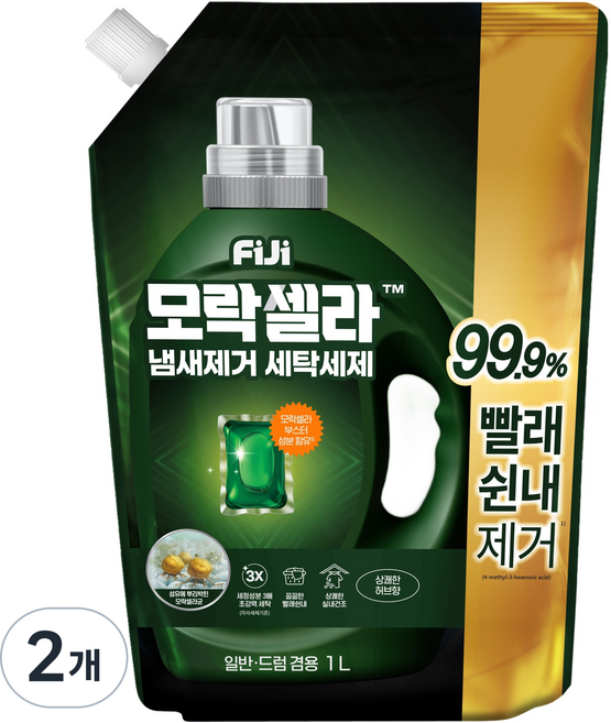 피지 모락셀라 냄새제거 상쾌한 허브향 액상세제 리필, 1L, 2개