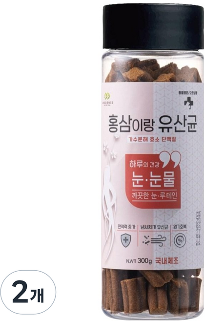 레디펫고 강아지 동물병원 홍삼이랑유산균 가수분해 간식, 눈눈물(루테인), 300g, 2개