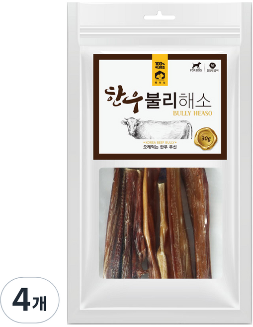 펫러닝 강아지 불리해소 한우, 소고기, 30g, 4개