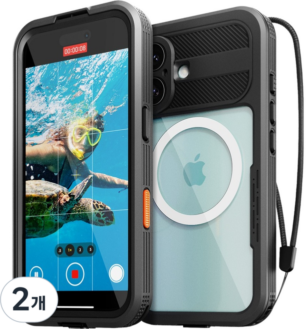신지모루 맥세이프 풀커버 360도 워터락 방수케이스 핸드폰 방수팩, 아이폰 17, 2개