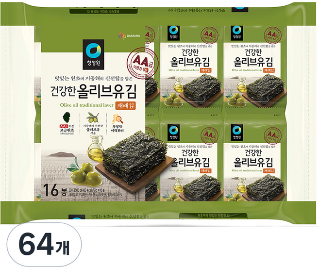 청정원 올리브유재래김, 5g, 64개