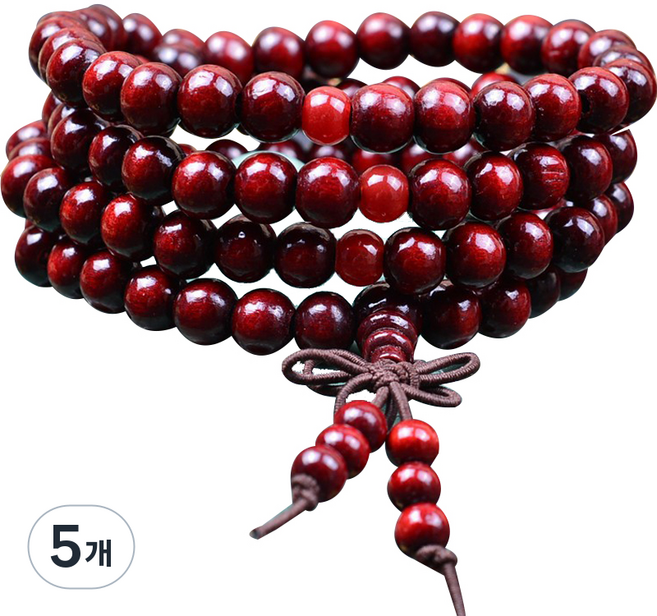 蓮花樹 佛教飾品 念珠 手鍊 項鍊, 6mm108 紅色緞帶, 5個