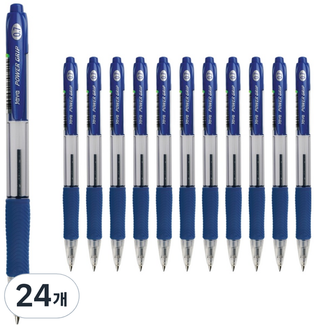 자바펜 파워그립 유성볼펜 0.7mm, 블루, 24개