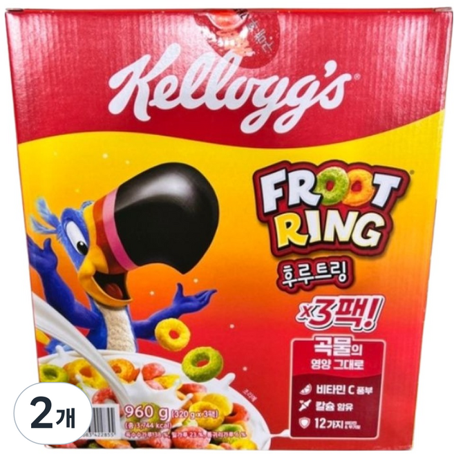 Kellogg's 家樂氏 水果圈穀物 3入, 960g, 2個