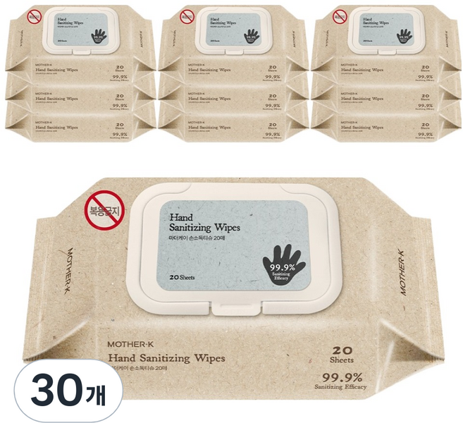마더케이 손소독 티슈 캡형, 60g, 20매, 30개