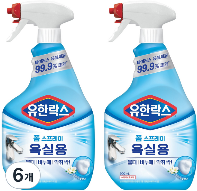 유한락스 유한양행 폼스프레이 욕실용 세정제, 6개, 900ml