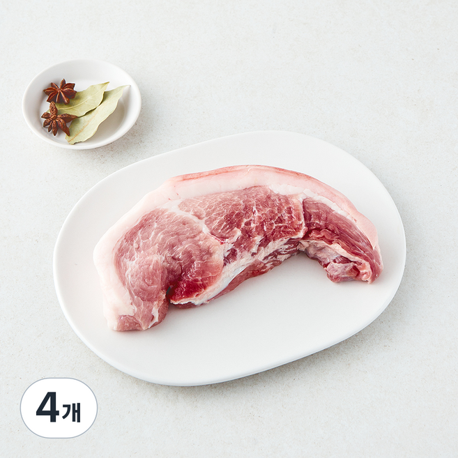 빌라스포크 무항생제 인증 한돈 미박 뒷다리살 수육용 (냉장), 4개, 500g