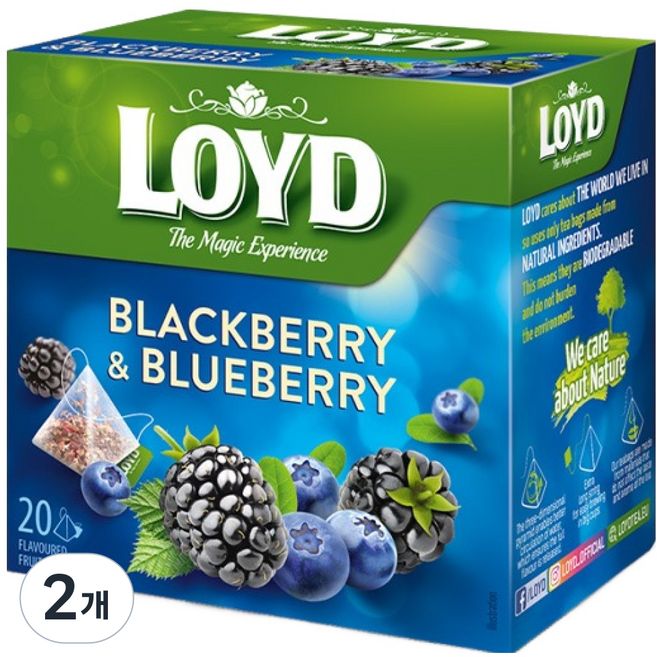 LOYD 블랙베리 앤 블루베리 인퓨전 티백, 2g, 2개, 20개입