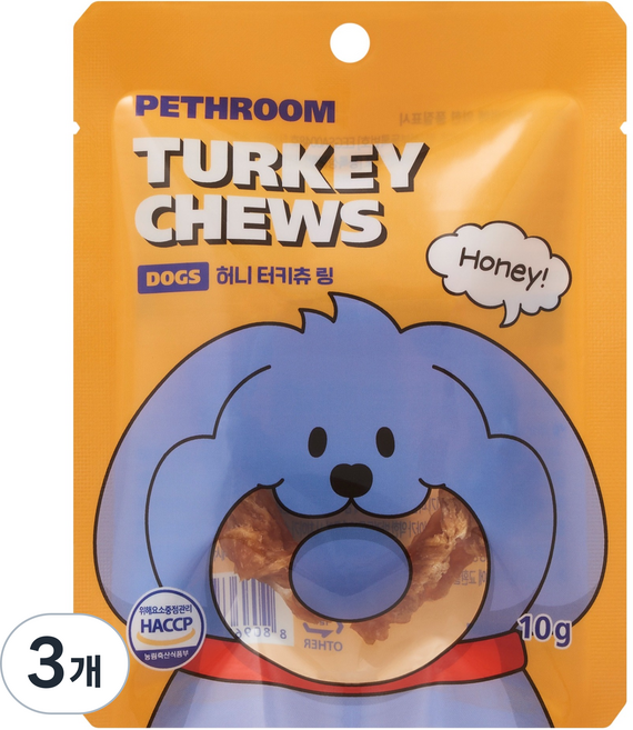 페스룸 강아지 허니 터키츄, 혼합맛(칠면조/마누카꿀), 10g, 3개