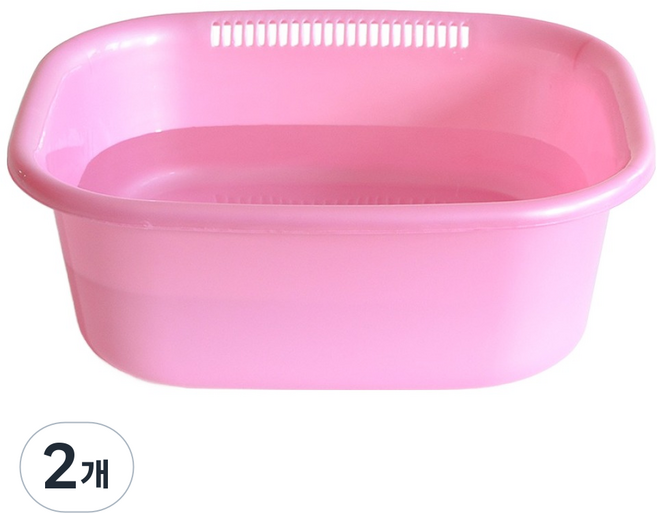 장수리빙 탄탄한 컬러 설거지통, 2개, 핑크
