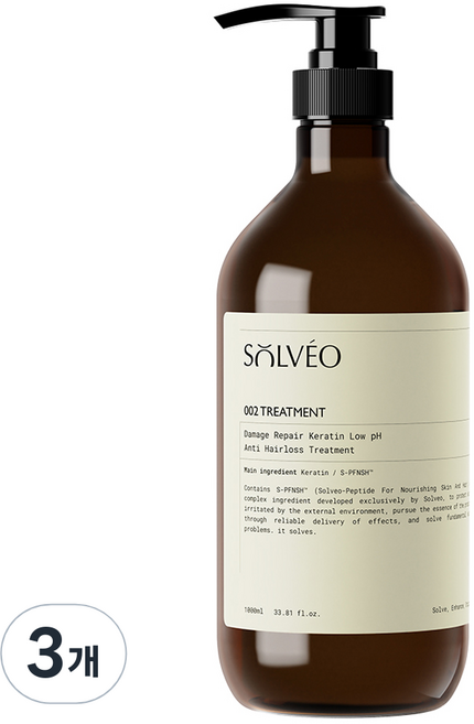 솔브이오 극손상 케라틴 약산성 헤어트리트먼트, 3개, 1L