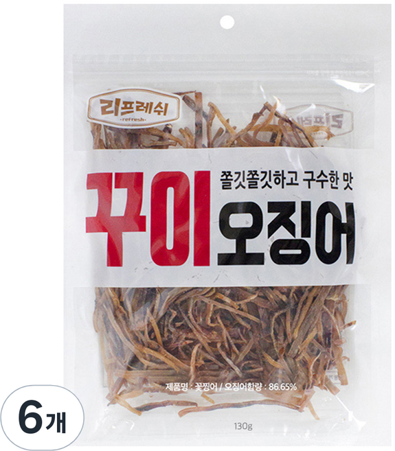 리프레쉬 꽃보다오징어 꾸이 오징어, 6개, 130g