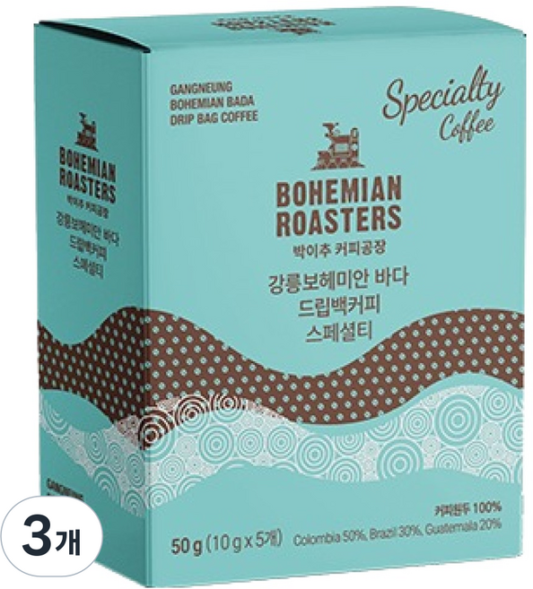 박이추커피공장 강릉 보헤미안 바다 드립백커피 스페셜티, 10g, 3개, 5개입