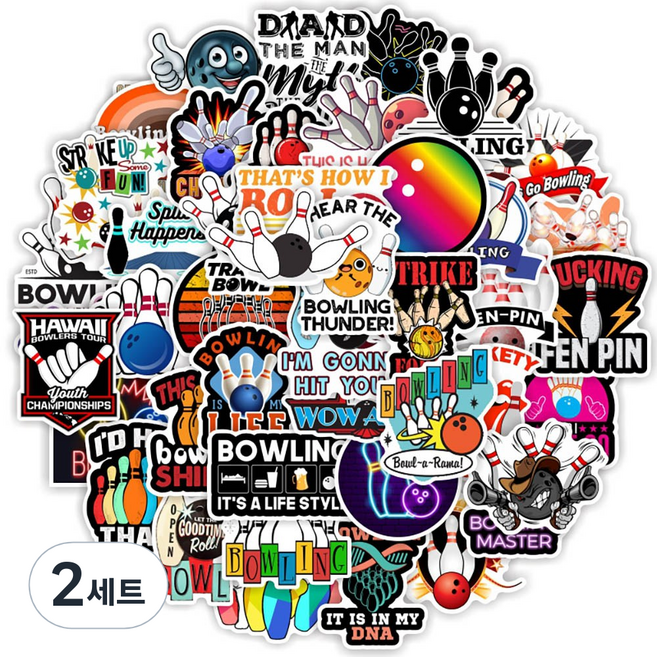 셀렉트스티커 캐리어스티커 노트북 스트릿 볼링 50종 세트, 혼합색상, 2세트