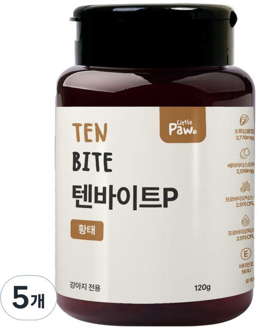 리틀포우 강아지 텐바이트 영양간식, 120g, 5개, P 황태