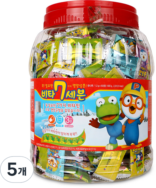 뽀롱뽀롱 뽀로로 비타 세븐 비타민, 500정, 5개