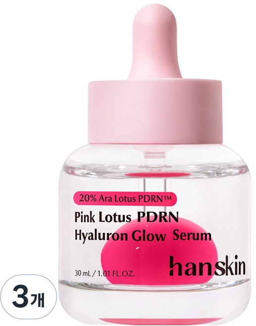 Hanskin ARA蓮花 PDRN 玻尿酸 光澤精華液, 3個, 30ml