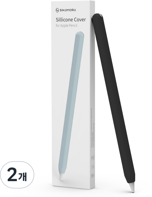 신지모루 슬림 애플펜슬 프로 2세대 실리콘 케이스, 블랙, 2개