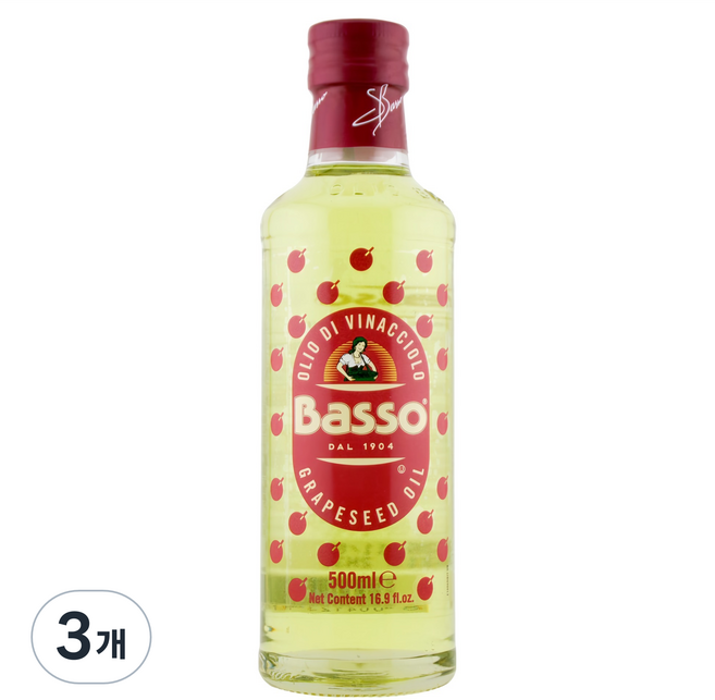 Basso 巴碩 葡萄籽油, 500ml, 3個