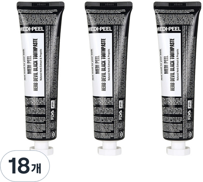 메디필 허브 데빌 블랙 치약, 130g, 18개
