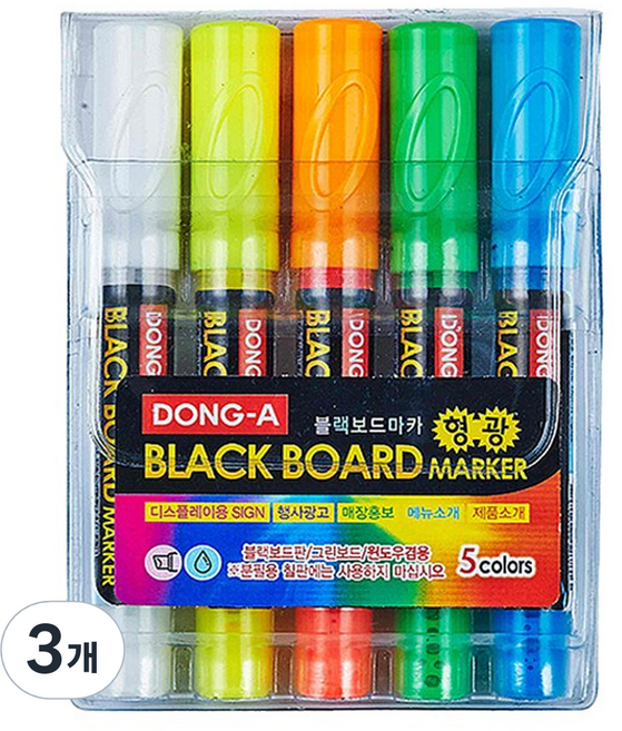 동아 형광 블랙보드마카 5색 세트, 혼합색상, 3세트