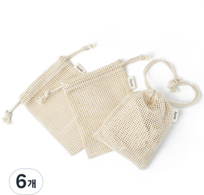 아이밀리 유기농 면 비누망, 6개, 네추럴