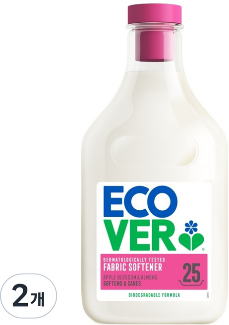 에코버 섬유유연제 사과꽃 아몬드, 750ml, 2개