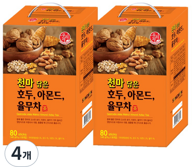 우리차 천마 담은 호두 아몬드 율무차, 18g, 80개입, 4개