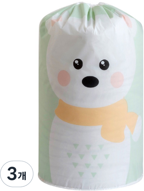 위드윈 PEVA 옷 의류 이불 보관주머니, 그린 베어, 3개