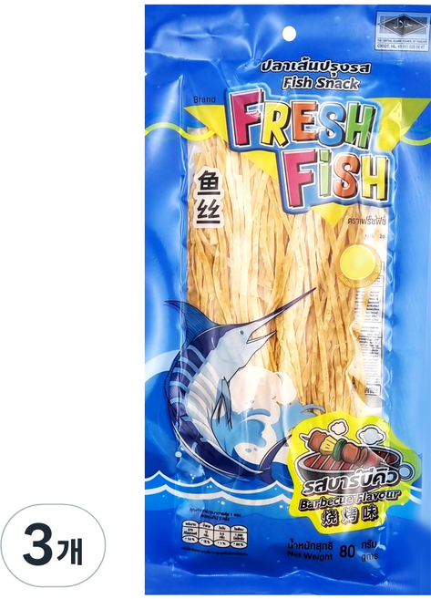 프레쉬피쉬 스낵 바베큐맛, 80g, 3개