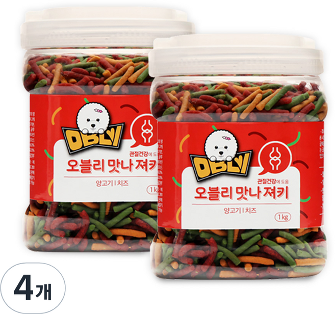오블리 관절건강 맛나져키 1kg, 양고기 + 치즈 혼합맛, 4개