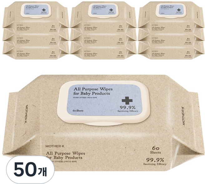 마더케이 유아용 소독티슈 캡형, 45g, 60매, 50개