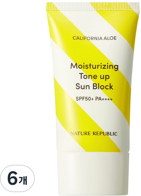 네이처리퍼블릭 캘리포니아 알로에 수분 톤업 선블럭 SPF50+ PA++++, 57ml, 6개