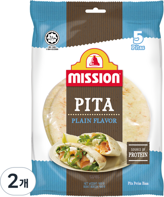 미션푸드 피타 브레드 5p, 400g, 2개