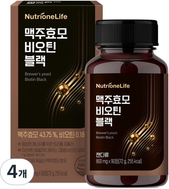 뉴트리원 맥주효모 비오틴 블랙, 90정, 4개