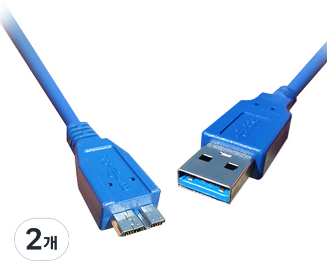 라인업시스템 USB 3.0 Micro B형 케이블 LS-USB3.0 0-AMMIC, 2개, 2m