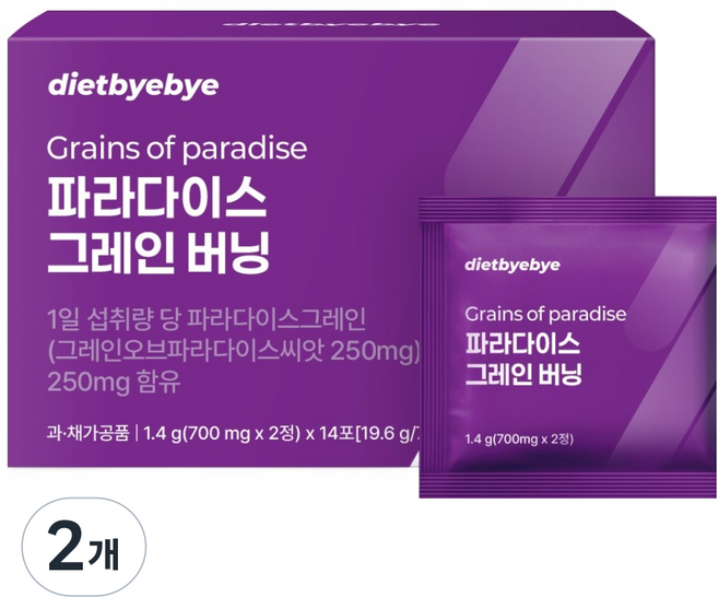 다이어트바이바이 파라다이스 그레인 버닝 14p, 19.6g, 2개
