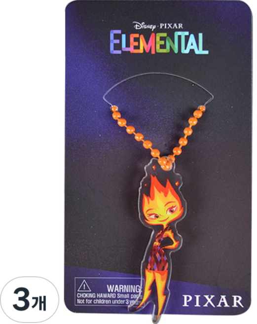 디즈니 필통 꾸미기 엘리멘탈 아크릴 키링 엠버 01, 혼합색상, 3개