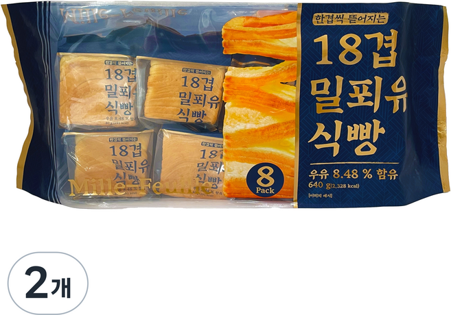 키즈웰 18겹 밀푀유 식빵, 2개, 640g