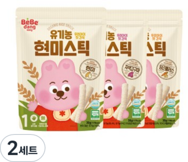 베베당 유기농 현미스틱 3종 세트, 현미. 고구마. 당근플러스, 90g, 2세트