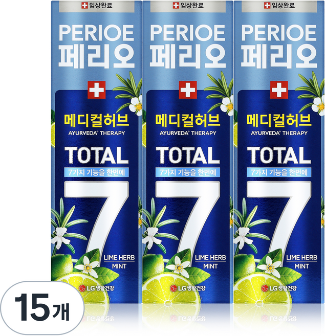 페리오 토탈7 메디컬허브 치약 라임허브민트, 100g, 15개