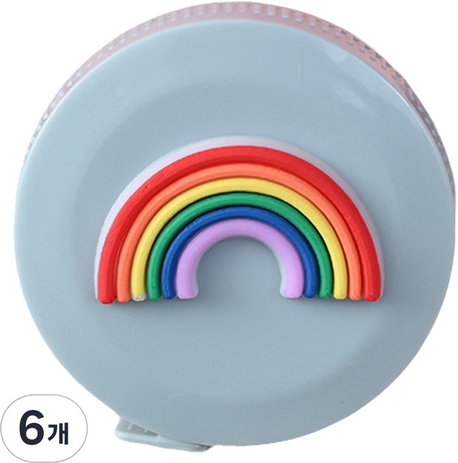 바코젤 휴대용 귀여운 미니 줄자 무지개, 1.5m, 6개