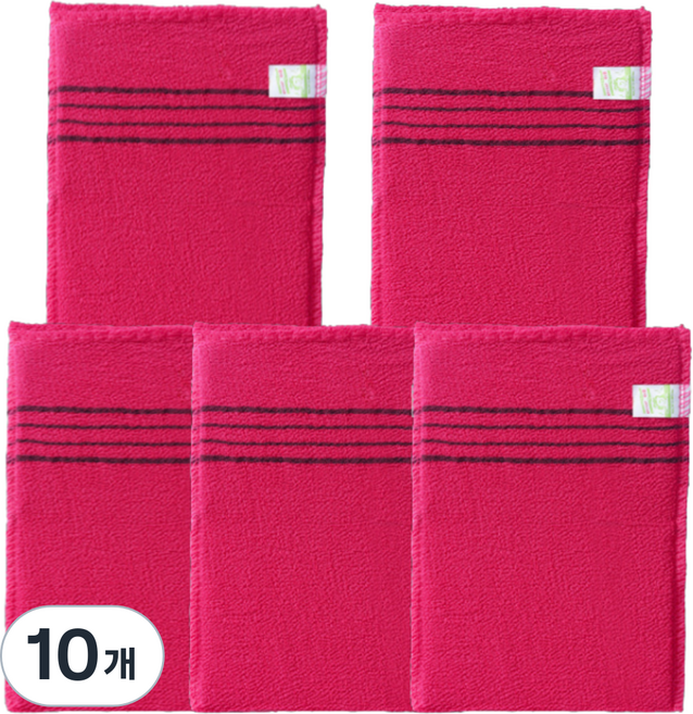 꾸지 고급 때밀이 이태리 타월, 레드, 10개, 1개입